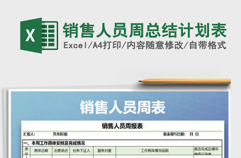 2021年銷售人員周總結計劃表