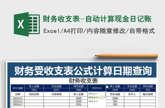 2021年財務收支表-自動計算現(xiàn)金日記賬