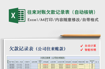 2021年往來(lái)對(duì)賬欠款記錄表（自動(dòng)核銷）