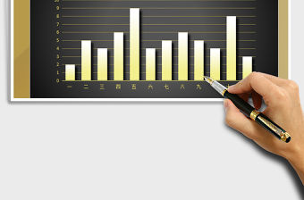 2021年柱形圖立體圖表 商務黑金圖表模板