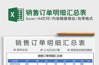 2021年銷售訂單明細(xì)匯總表