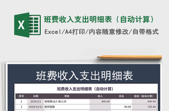2021年班費收入支出明細(xì)表（自動計算）