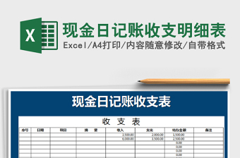 2021年現(xiàn)金日記賬收支明細(xì)表
