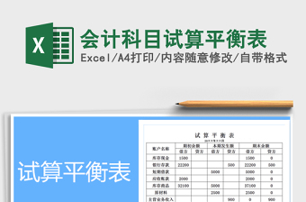 2021年會(huì)計(jì)科目試算平衡表免費(fèi)下載