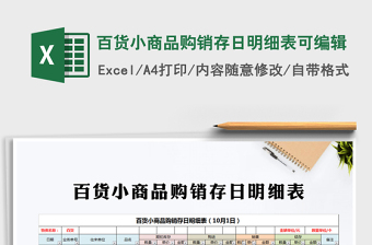 2021年百貨小商品購(gòu)銷存日明細(xì)表可編輯
