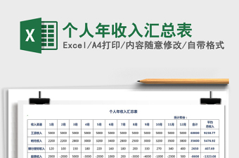 2021年個人年收入?yún)R總表免費下載
