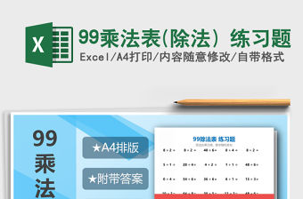 2021年99乘法表(除法) 練習題