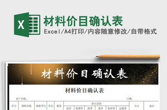 2021年材料價(jià)目確認(rèn)表