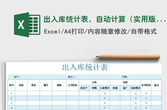 2021年出入庫統(tǒng)計(jì)表，自動計(jì)算（實(shí)用版）