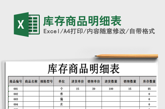 2021年庫存商品明細表