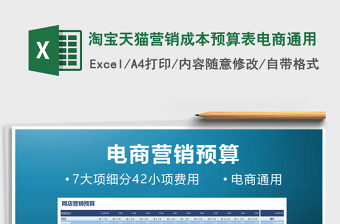 2021年淘寶天貓營銷成本預算表電商通用