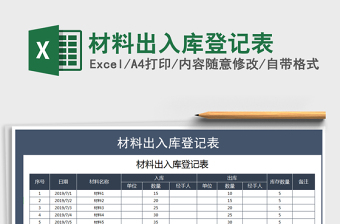2021年材料出入庫登記表