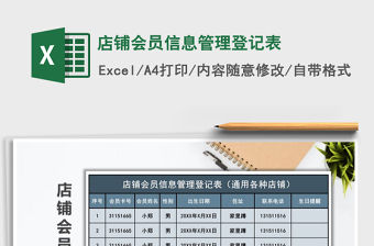 2021年店鋪會員信息管理登記表