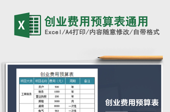 2021年創(chuàng)業(yè)費用預算表通用