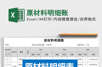 2021年原材料明細賬