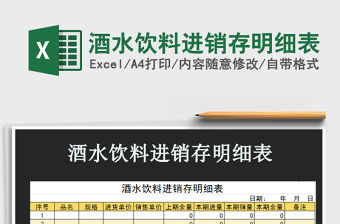 2021年酒水飲料進銷存明細表