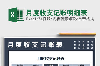 2021年月度收支記賬明細表