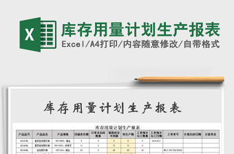 2021年庫存用量計(jì)劃生產(chǎn)報(bào)表免費(fèi)下載