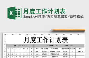 2021年月度工作計劃表