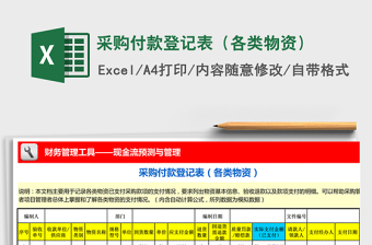 2021年采購付款登記表（各類物資）