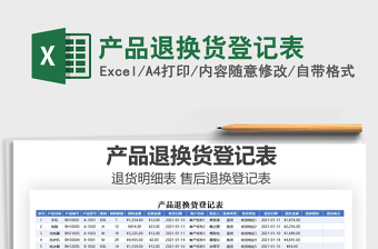 2021年產(chǎn)品退換貨登記表