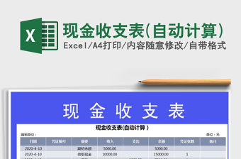 2021年現(xiàn)金收支表(自動(dòng)計(jì)算)