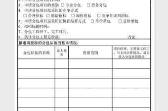2021年分包立項審批表
