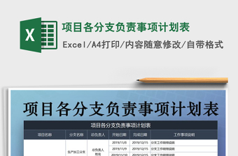 2021年項(xiàng)目各分支負(fù)責(zé)事項(xiàng)計(jì)劃表