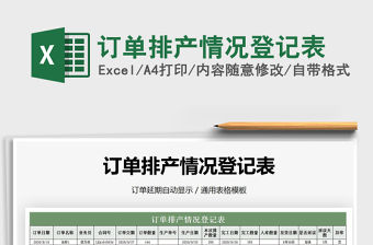 2021年訂單排產情況登記表
