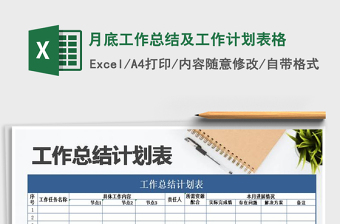 2021年月底工作總結及工作計劃表格