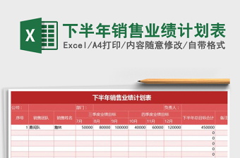 2021年下半年銷售業(yè)績(jī)計(jì)劃表