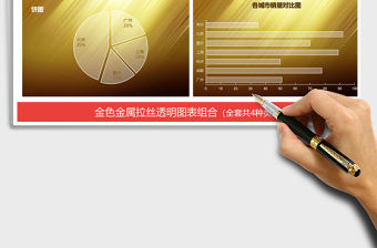2021年金色金屬拉絲透明圖表 餅圖折線圖柱形圖