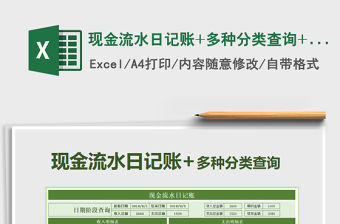 2021年現金流水日記賬+多種分類查詢+財務報表