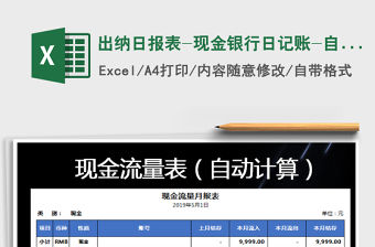 2021年出納日?qǐng)?bào)表-現(xiàn)金銀行日記賬-自動(dòng)計(jì)算