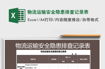 2021年物流運(yùn)輸安全隱患排查記錄表