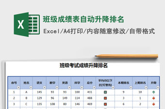2021年班級成績表自動升降排名免費下載