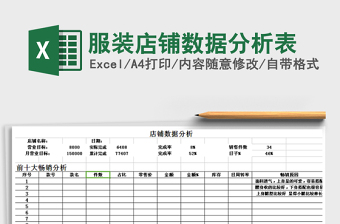 2021年服裝店鋪數(shù)據(jù)分析表