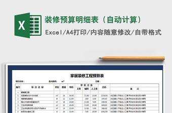 2021年裝修預算明細表（自動計算）