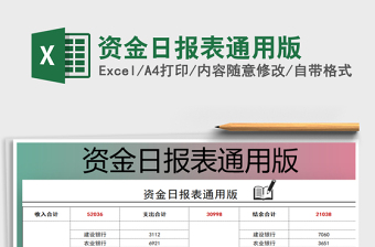 2021年資金日?qǐng)?bào)表通用版
