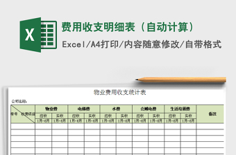 2022费用收支明细表（简洁大方・自动化计算）