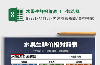 2021年水果生鮮報(bào)價(jià)表（下拉選擇）免費(fèi)下載