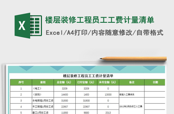 2021年樓層裝修工程員工工費(fèi)計(jì)量清單