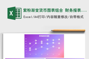 2021年紫粉漸變貨幣圖表組合 財務報表趨勢折線圖