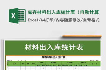 2021年庫存材料出入庫統(tǒng)計表（自動計算