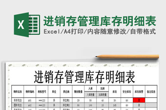 2021年進銷存管理庫存明細表
