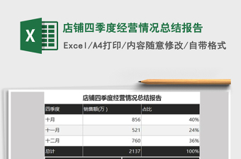 2021年店铺四季度经营情况总结报告