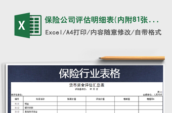 2021年保險(xiǎn)公司評(píng)估明細(xì)表(內(nèi)附81張表格）