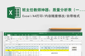 2021年班主任教師神器：質(zhì)量分析表（一鍵統(tǒng)計150分）