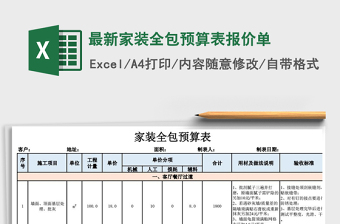 2021年最新家裝全包預(yù)算表報價單