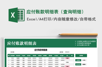 2021年應(yīng)付賬款明細表（查詢明細）